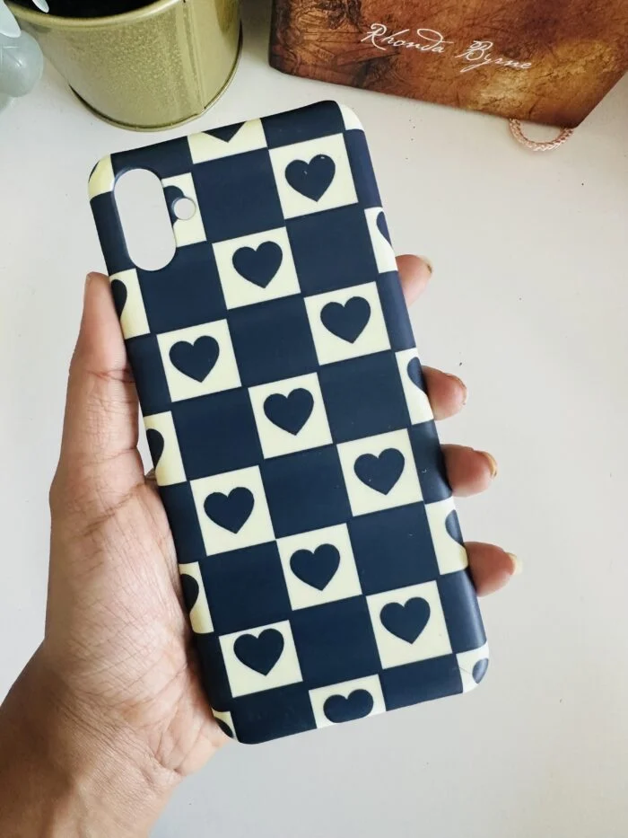 Black and white checks heart Hard Case