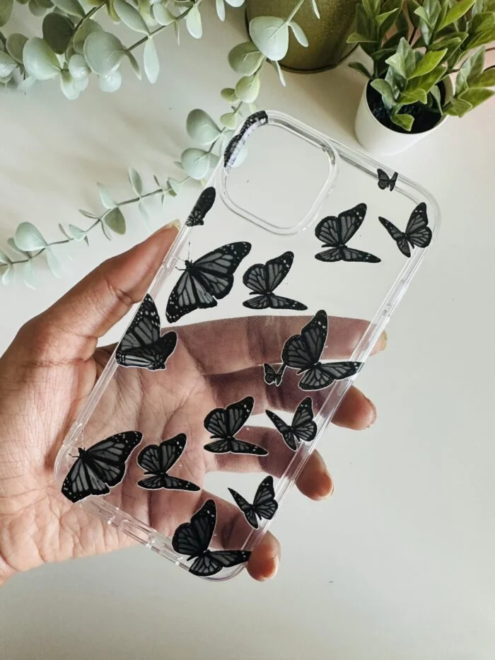 Flying butterfly black aesthetic Semi Transperent Case